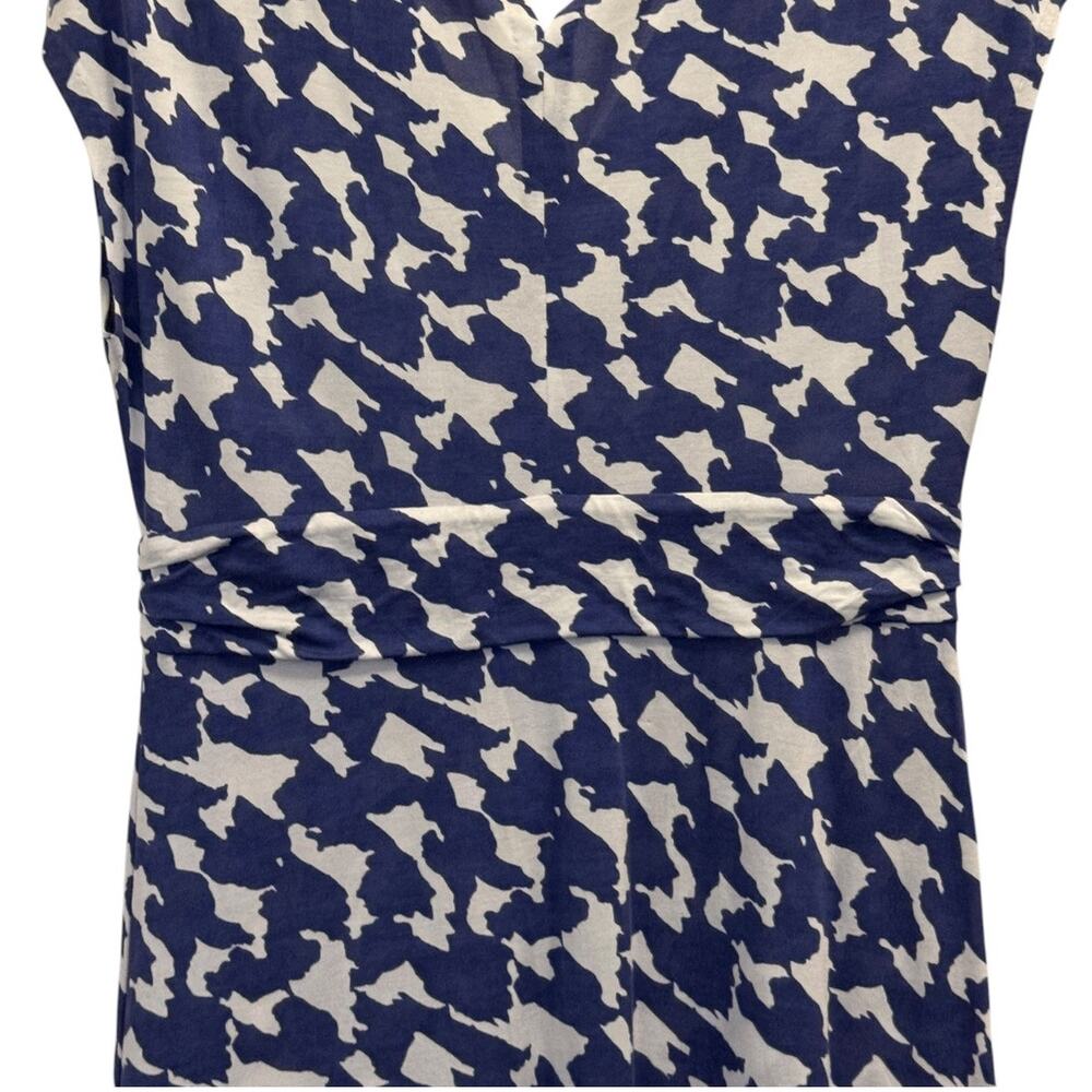 Banana Republic Blue White Floral V Neck Cap Sleeve Dress Silk M Preppy - Picture 4 of 8